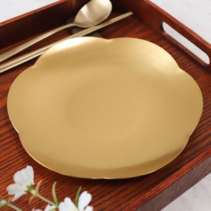 LA 금장 꽃 접시 골드 스텐 디저트 플레이팅 접시 ZZ 1개, 20cm