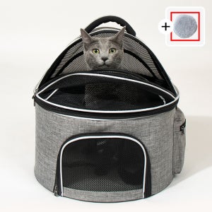 리스펫 고양이 숨숨 돔형 이동장 이동가방 켄넬 본품+그레이방석, 단일사이즈