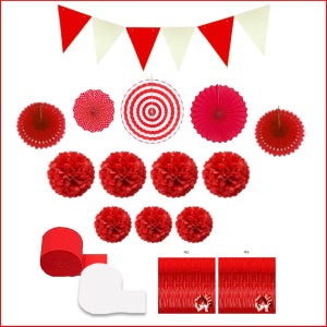 [미소쌤] 레드 파티 데코팩 초특가 할인전 포토존 환경구성 생일 꽃볼 은박풍선 데코 행사