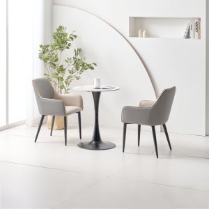 라로퍼니처 퍼스트 600 유광 원형 포세린 세라믹 식탁 세트 부부 침실 테라스 티 테이블 (식탁+의자2)