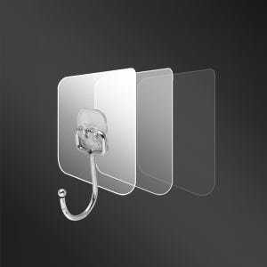 리예 무타공 접착식 후크 걸이, 투명색, 20개