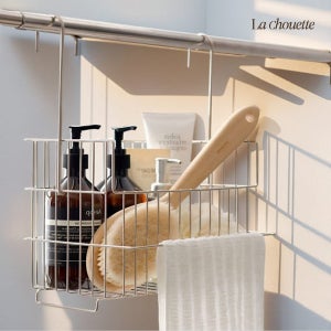 라슈에뜨 욕실 수건 선반 걸이형 다용도 욕실용품 정리 수납 철제 바스켓 행거 메탈실버