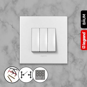 르그랑 아테오 유럽형(EU) 화이트 3구 1로 스위치 (2모듈3구포함)인테리어 스위치 매입