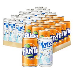 환타 오렌지 190ml 밀키스 190ml 각15캔 총30캔 미니 캔음료 음료수