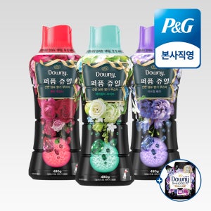 다우니 퍼퓸 쥬얼 패밀리팩 480g 향기 부스터 본품 3개 + (증정) 섬유유연제 200ml 샘플 1개