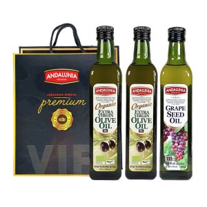 안달루니아 유기농 엑스트라버진 올리브유 2P+포도씨유1P 500ml 3P 선물세트