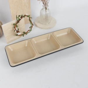 키치노 DS 체크 투톤 콜크 3절 찬기 DS-7092 반찬 나눔 접시 (262400)