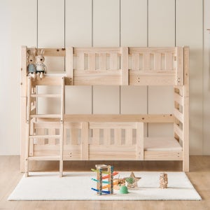 편백나무 통원목 분리형 이층침대 프레임