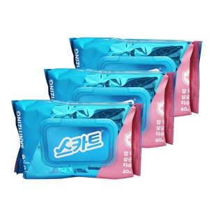 스카트 잘 닦이는 살균 소독티슈 60매 x 3개