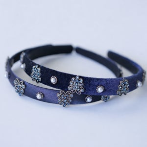 루드 슬림 진주 크리스탈 벨벳 새틴 헤어밴드 고급 보석 여성 머리띠 L25SSAC3