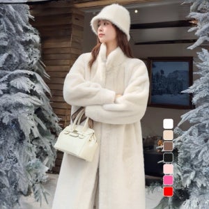 스탠드 칼라 두꺼운 인조 밍크 모피 코트 겨울 여자 두꺼운 모피 코트