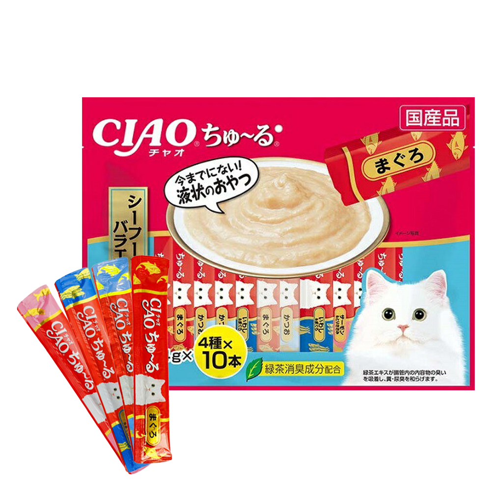 이나바 챠오츄르 대용량 버라이어티 씨푸드, 14g, 40개