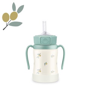 그로미미 스텐빨대컵 어린이집 아기보온물병 올리브 200ml