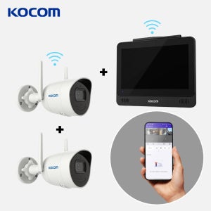 KOCOM 무선 코콤 CCTV 세트 매장 가정집 육아 FULL HD 네트워크 카메라 2대+NVR 녹화기 1대