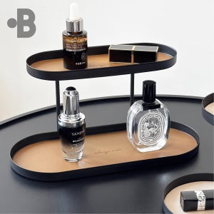 본디자인랩 2단 미니 화장품 향수장 선반 정리 진열대 트레이 블랙스틸