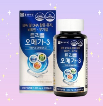 종근당 <b>트리플</b> <b>오메가</b>3 60캡슐 <b>알티지</b> 중성지방 임산부 혈액순환 혈행개선 영양제 <b>RTG</b>