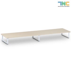 7NC SVMS 35Y 울트라 듀얼 모니터받침대 높은 서랍형 받침 대형 컴퓨터 선반 책상 우드 사무실 2단 1100mm, 베이지/눈높이11cm