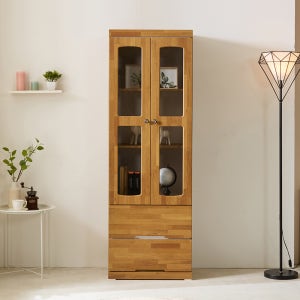 로쏘 스윈 2단 서랍 유리 장식장 600