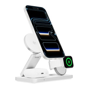 지모 베이직 Qi2.2 25W 3in1 플립 차징 스테이션 패드 스탠드 애플, 화이트