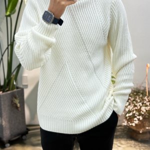 겨울 사선패턴 베이직 남자 오버핏 터틀넥 니트