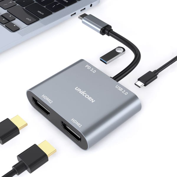 USB C to HDMI 컨버터 확장기 노트북 듀얼 모니터 연결 PD 100W