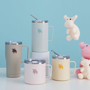 MOZ 스웨덴 316스텐 이중진공 캠핑 트라이탄 보온컵 텀블러 370,490,610ml+316스텐 빨대