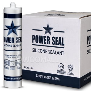 무초산 실리콘 파워씰 박스(25개입) 방수 샷시 걸레받이 글레이징 투명, 1개