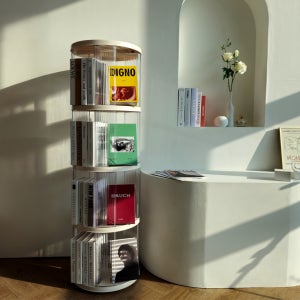 회전책장 회전책꽂이 회전식 회전형 책장 투명 원형 4단