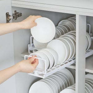 코드리빙 밥 그릇 접시 정리 슬라이딩 그릇 정리대 정리함 냄비 뚜껑 거치대 선반 보울형