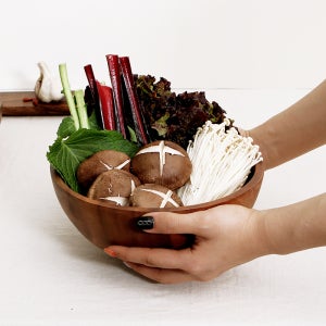 통원목 캠핑 나무그릇 원목 플레이트 원형볼 23cm, 우드