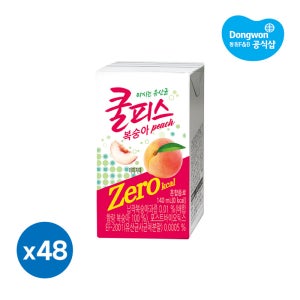 동원 쿨피스 제로 복숭아 140ml 48개