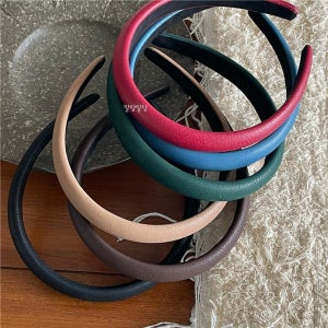 레더 복고머리띠 심플 컬러 무지 두꺼운 가죽 헤어밴드