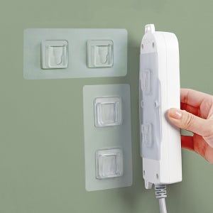 1+1 버클형 투명 매직후크 2구 세로형 가로형 멀티탭 정리 무타공 벽에 붙이는 고리