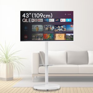 109cm 스마트TV+엔텐바이미 화이트세트 이동식 삼탠바이미 삼텐 엘텐 티비스탠드 스텐드