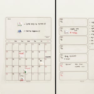 뚜뚜아트 비스포크 오브제 냉장고 투명 달력 이유식 스케쥴 캘린더 접착형 투명 월간