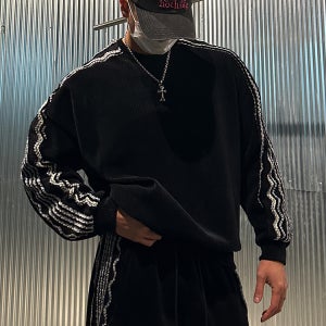 코듀로이 에스닉 배색 맨투맨 2COLOR 오버핏 니트 골덴 루즈핏 세트 남녀공용 도프룸