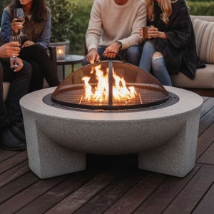 스톤화로 원형 테이블형 불멍 화로대 캠핑 야외 장작 화로 파이어피트 스파크스크린