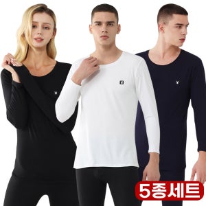 플레이보이속옷 남성 여성 히트텍 기모 내복 남자 여자 발열 내의 상의 하의 세트 5매