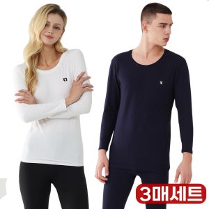 플레이보이속옷 남자 여자 발열 내복 남성 여성 기모 히트텍 내의 상의 하의 세트 3매
