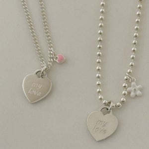 다이니 하트 실버 미아방지 목걸이 각인