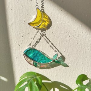 [스테인드글라스/유리공예] 유리이야기 아기 고래 썬캐처