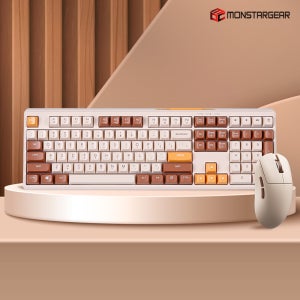 몬스타 가츠 X108 콤보 오트밀아몬드 보글보글 5세대 멤브레인 무소음 키보드마우스세트