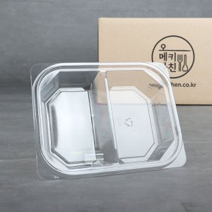 box pet 투명 사각 나눔 용기 2칸 배달 포장 케이스 18.5cm DL-204-1 (600ea)