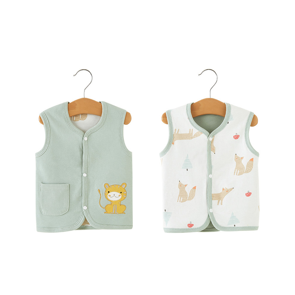 아기 유아 양면 반조끼 순면 보온 수면조끼 실내조끼