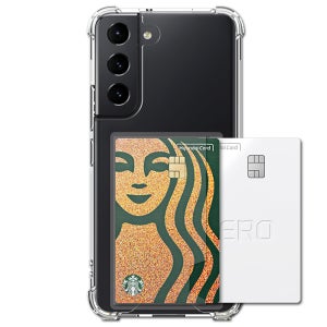 변색방지 카드 2장 수납 범퍼 케이스 투명, 갤럭시S21