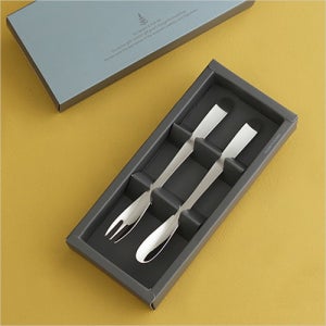 인쇄 이니셜각인 엘린 실버 2P 티스푼포크세트 - 돌답례품 결혼답례품