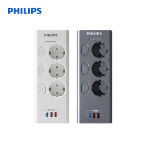 필립스 멀티탭 고용량 맥스 3구 USB 2M 20W 서지보호 개별 스위치 안전 접지 과부하차단