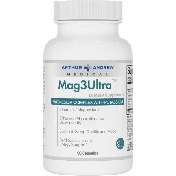 <b>마그네슘</b> 피로 <b>아서 앤드류 메디컬</b> Mag3Ultra 트리플 수크로소말 비스글리신산염 용 타우레이트 90 캡슐