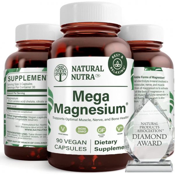 마그네슘 내추럴 뉴트라 메가 400mg 힘 고 <b>아미노산</b> 킬레이트 구연산염 말산 <b>혼합물</b> 90캡슐