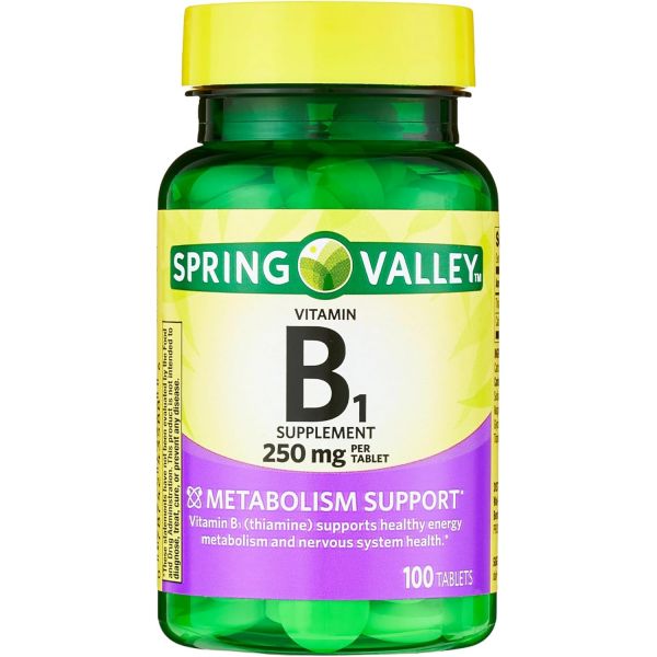 <b>스프링 밸리</b> 비타민 B1 (티아민) 250mg 정제 100알 <b>에너지</b> 생성 지방 단백질 분해에 (1팩)